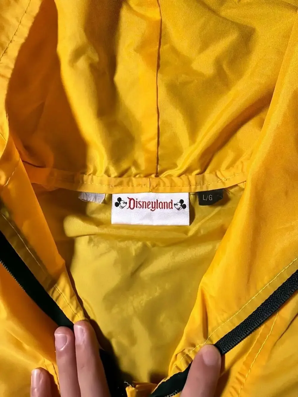 Vintage Disneyland Mickey Mouse Authentic Yellow Half-Zip Hooded Windbreaker